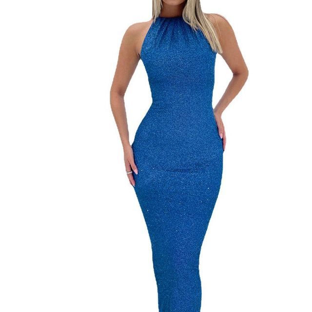 Sleeveless High Neck Glitter Maxi Bodycon Dress CG22