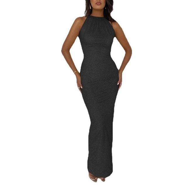 Sleeveless High Neck Glitter Maxi Bodycon Dress CG22