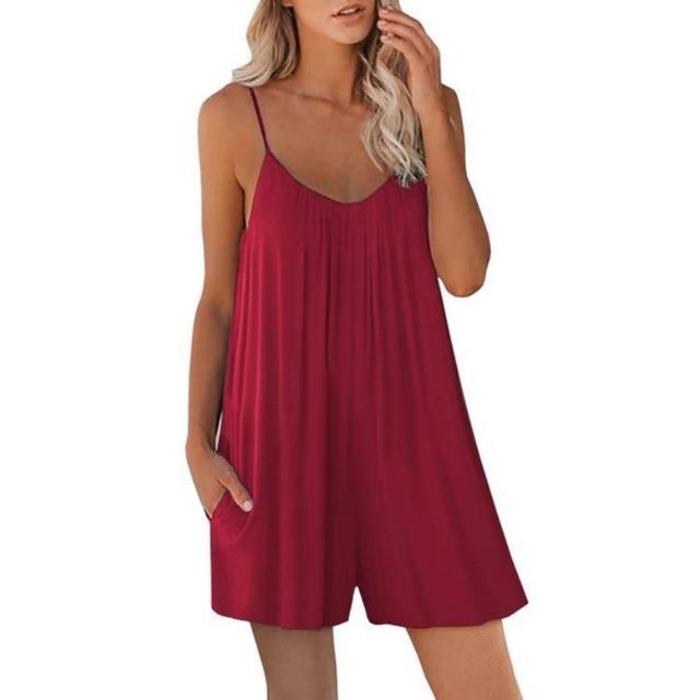 Spaghetti Strap Scoop Neck Plain Romper CG20