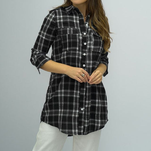 Long-Sleeve Plaid Shirt CA1068