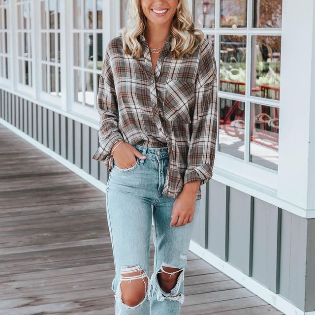 Long-Sleeve Plaid Shirt CA32