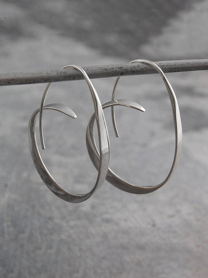 Boucles d'oreilles tendance en forme de cercle exagéré en spirale dorée et argentée AH206