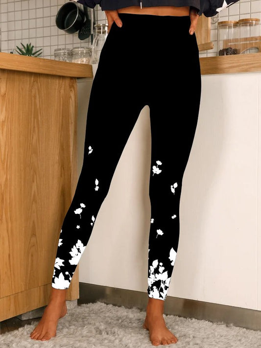 Lässige Leggings aus Baumwollmischung mit Blumenmuster WD104