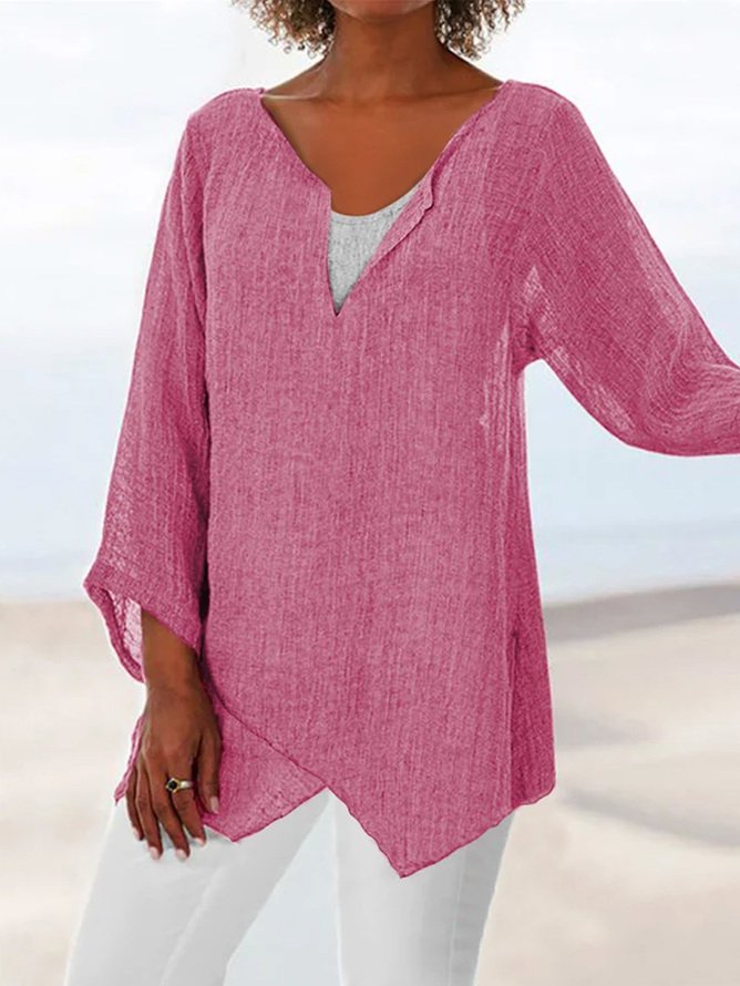 Loose Linen Women Summer Blouses AH537