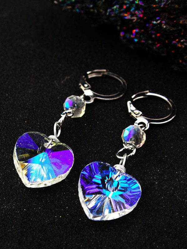 Ethnic Colorful Crystal Heart Shape Earrings Vintage Jewelry QAR116