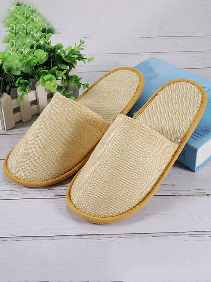 Chaussons jetables portables en lin pour voyage et vacances QAS50