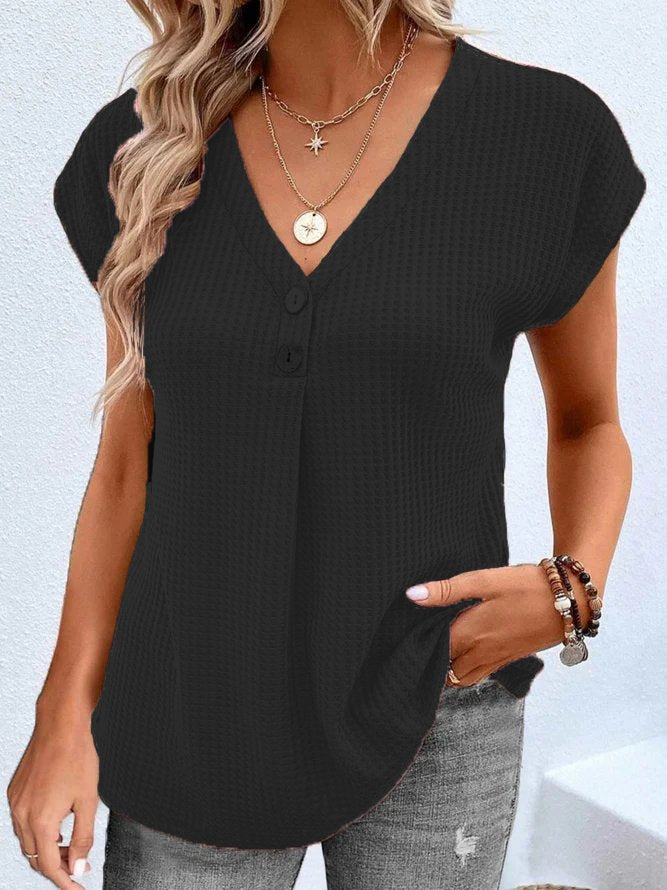 V Neck Plain Casual Shirt  mm284