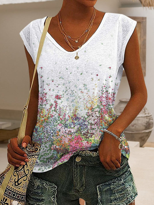 Floral Sleeveless Casual Shirts & Tops AH322