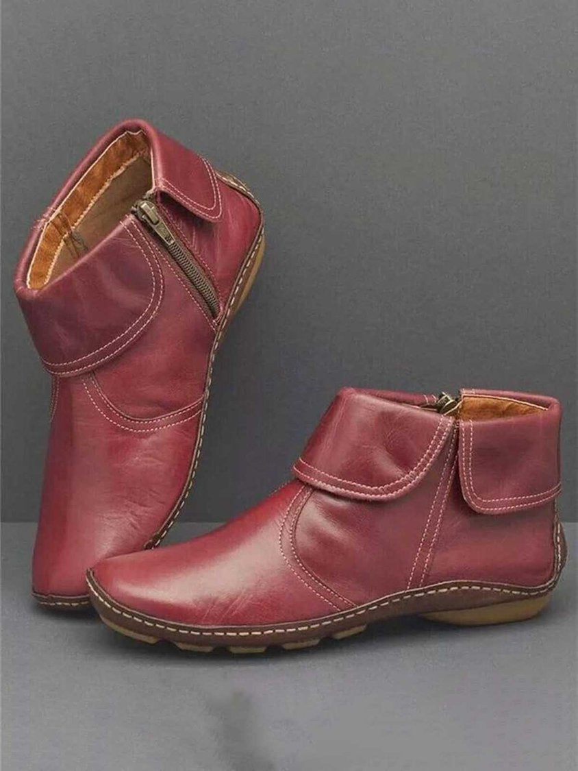 Women Casual Plain All Season Zipper Round Toe Rubber Non-Slip Classic Boots Boots DD7