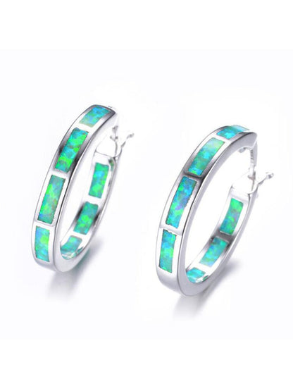 Fashion Opal Round Earrings Everyday Versatile QAR41