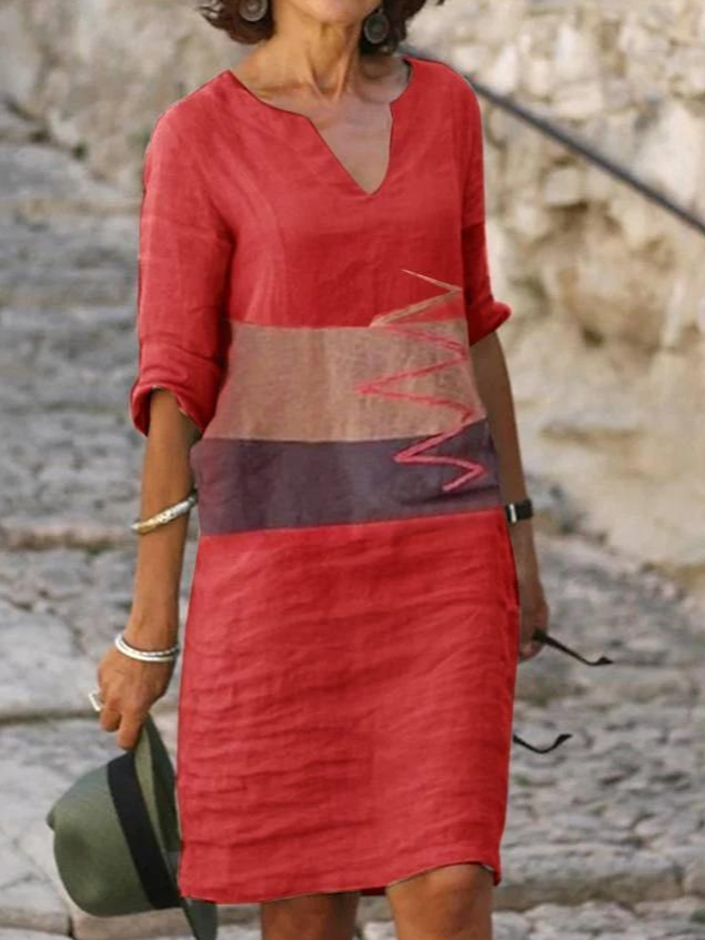 Color Contrast Casual Weaving Dress  WC111