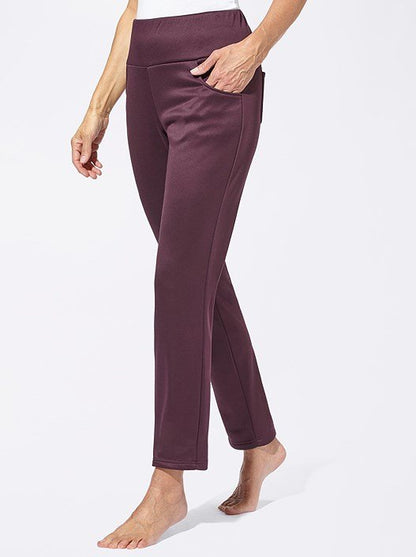 Pantalon en polaire chaud et élastique pour femme, décontracté, basique, noir, WK89