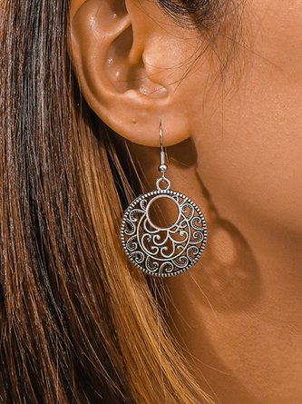 Boucles d'oreilles à motifs ethniques ajourés Boho Bijoux vintage QAG9