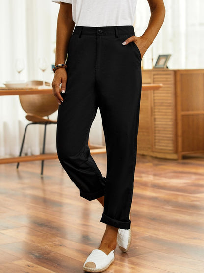 Pantalon décontracté à poches unies vintage QAW55