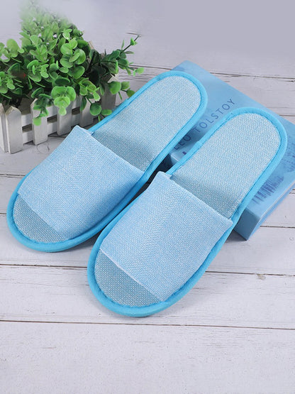 Chaussons jetables portables en lin pour voyage et vacances QAS50