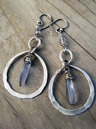 Boucles d'oreilles en cristal ethnique vintage Bijoux de vacances à la plage AH129