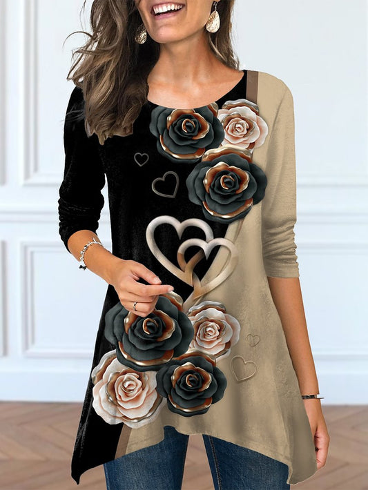 Floral Casual Regular Fit A-Line Tunic ap74