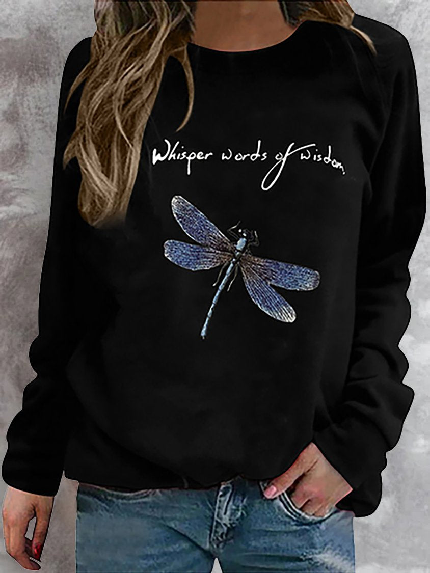 Dragonfly Long Sleeve Shift Vintage Sweatshirt QAL39