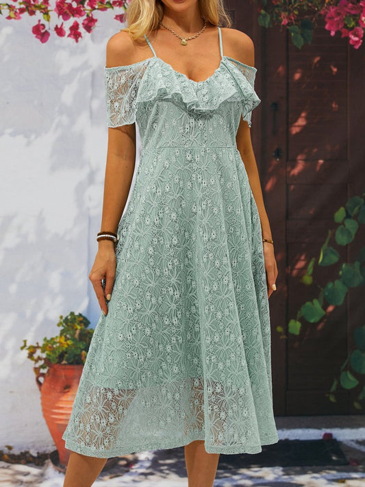 Elegantes Kleid aus Spitze mit V-Ausschnitt QM95