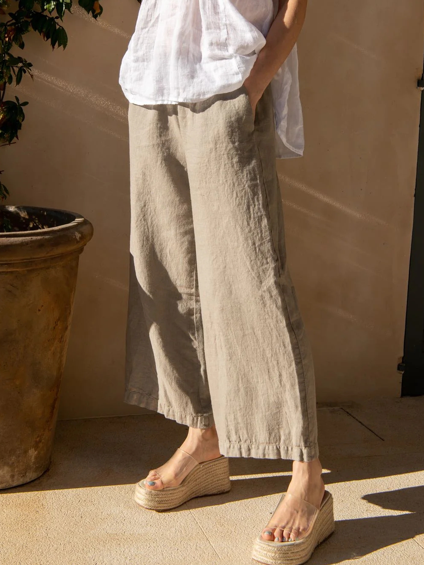 Cotton And Linen Linen Loose Plain Pants CC30