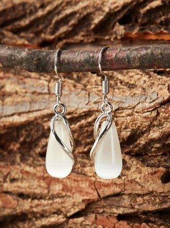 Waterdrop Gemstone Geometric Line Earrings Commuter Jewelry QAR66