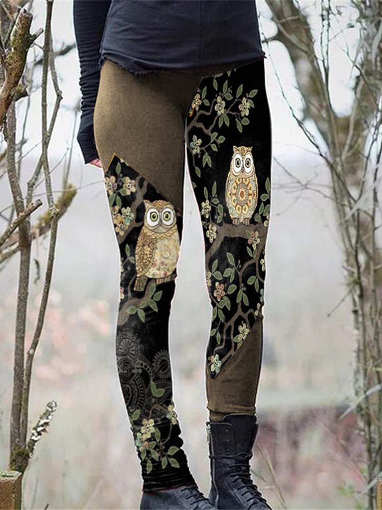 Lässige Leggings mit Tier-Farbblock-Muster WK79