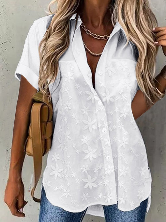 Summer Lace Casual Lace Loose Blouse  mm251