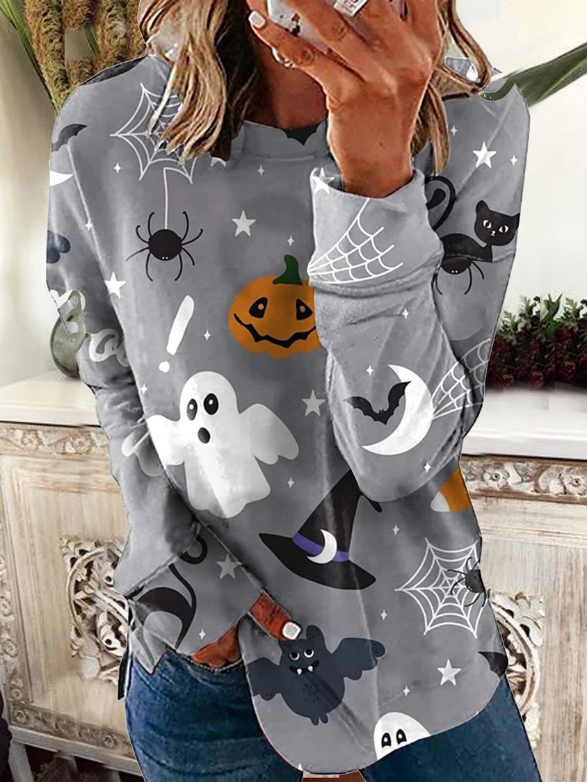 Damen Sweatshirt Pullover Katzendrucke Halloween Wochenende Halloween Hoodies Sweatshirt GA14