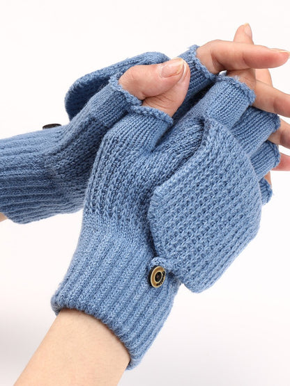 Casual Solid Color Flip-Up Five-finger Gloves Daily Commuting Home Accessories QAR85