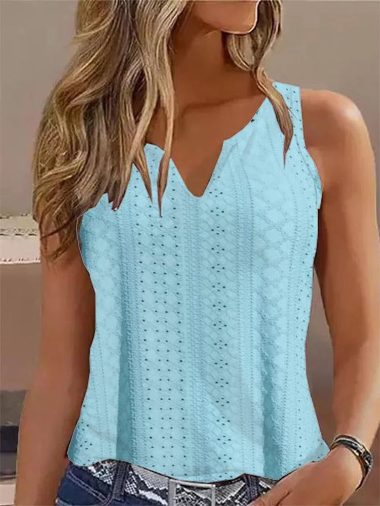 Jacquard Plain Casual Loose Tank Top  QH64