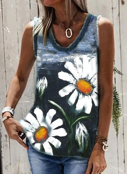 Holiday Floral Sleeveless Shirts & Tops TH1060