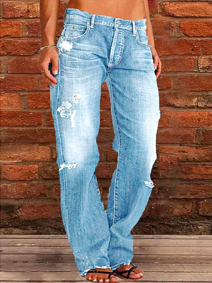 Jean ample uni décontracté en denim AD843