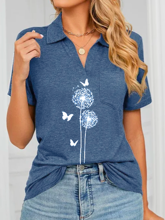 Chemise ample décontractée à motif pissenlit QAF50