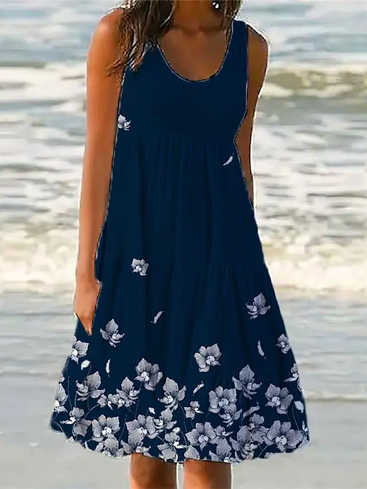 Crew Neck Boho Floral Dress AH209