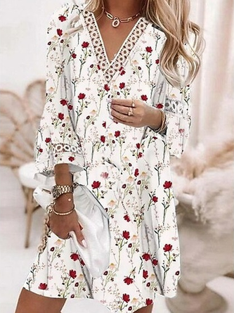 Lace Floral Casual Loose Dress EE53