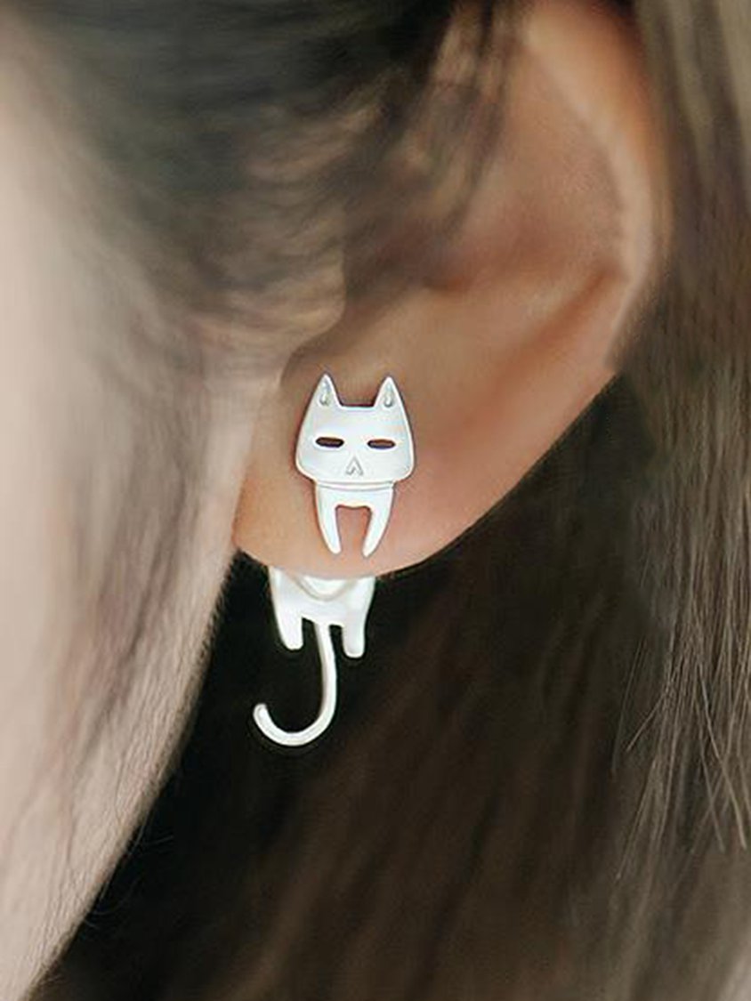 Cat And Fish Alloy Earrings QAG42