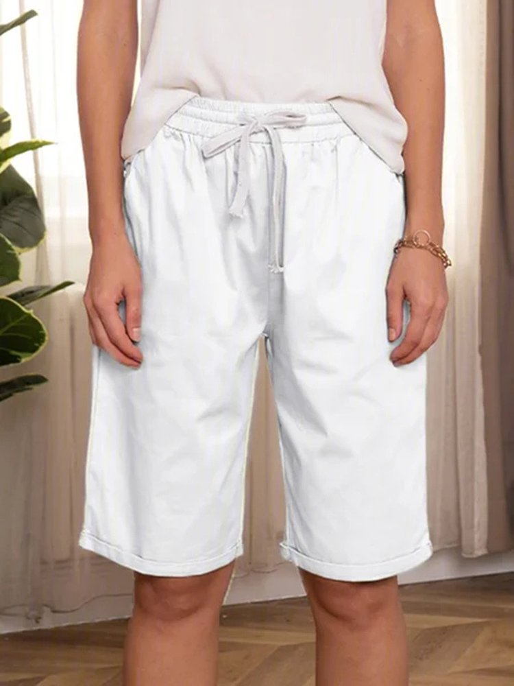 Shorts mit elastischer Taille und Taschen QK96