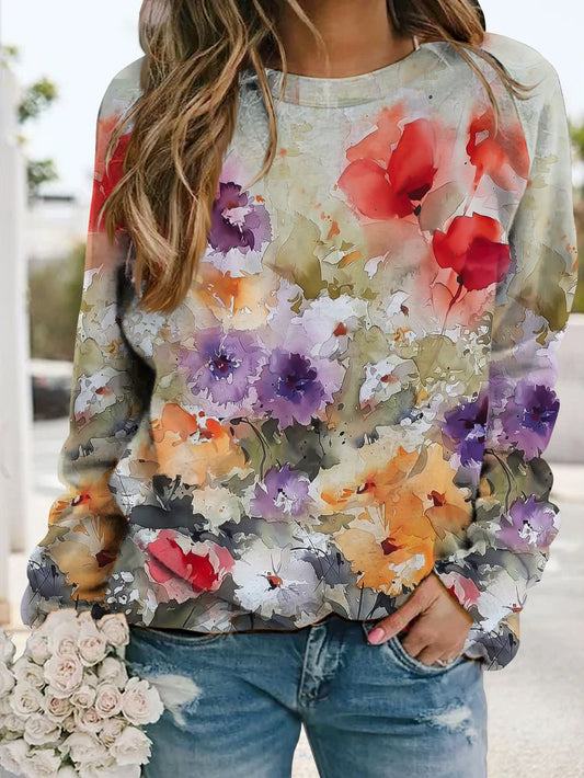 Holiday leaves and flowers loose top sweater AH679