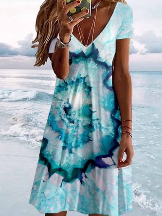 Loose V Neck Casual Sea Dress NNq39