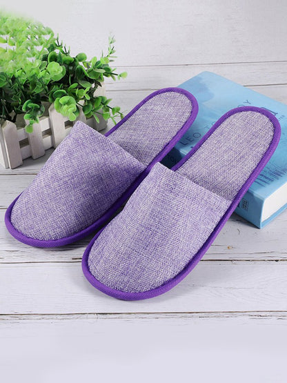 Chaussons jetables portables en lin pour voyage et vacances QAS50