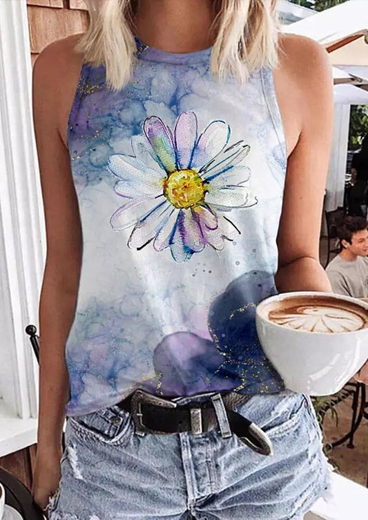 Lässiges lockeres Tanktop mit Blumenmuster UU42