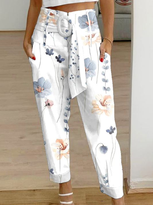 Casual Floral Loose Cargo Pants AH378