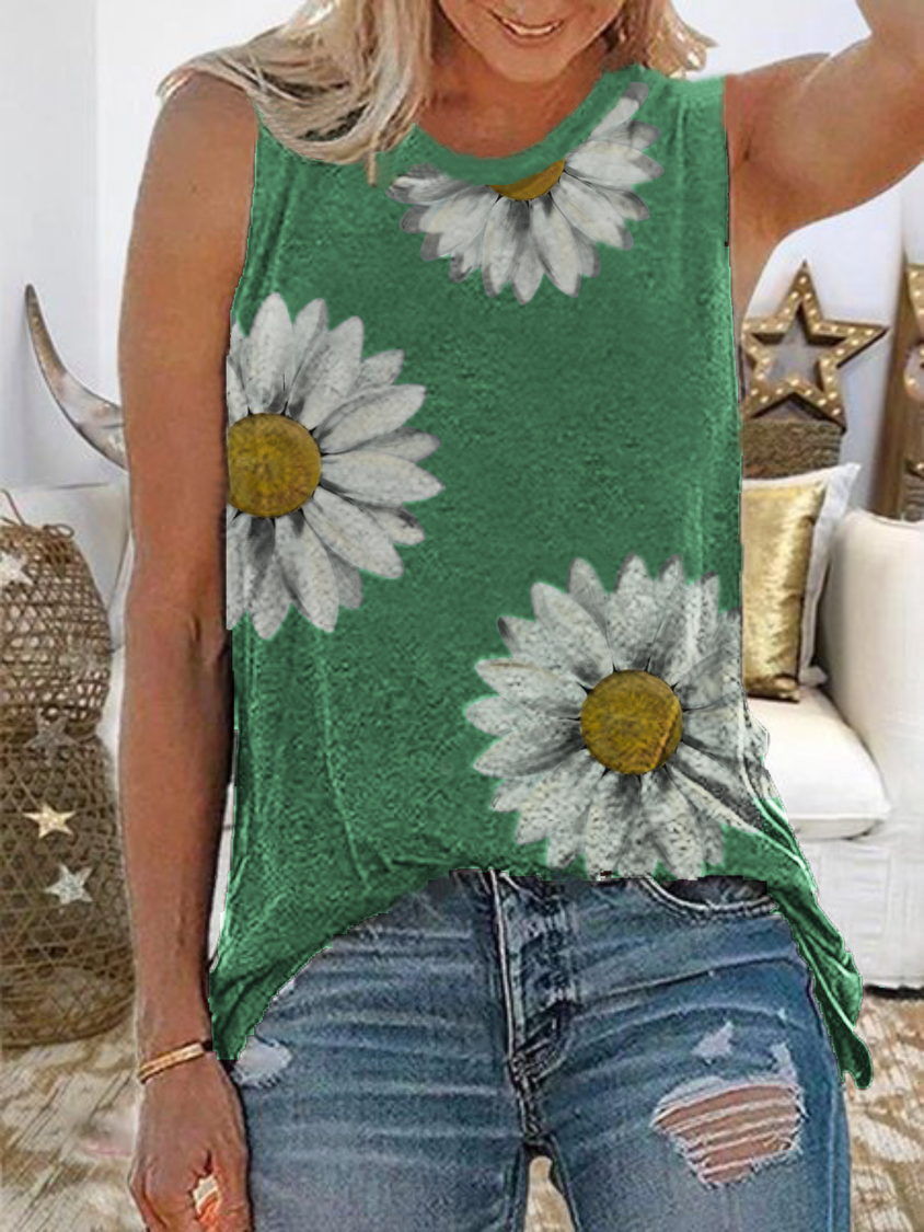 Plus size Floral Casual Sleeveless Shirts & Tops TH1014